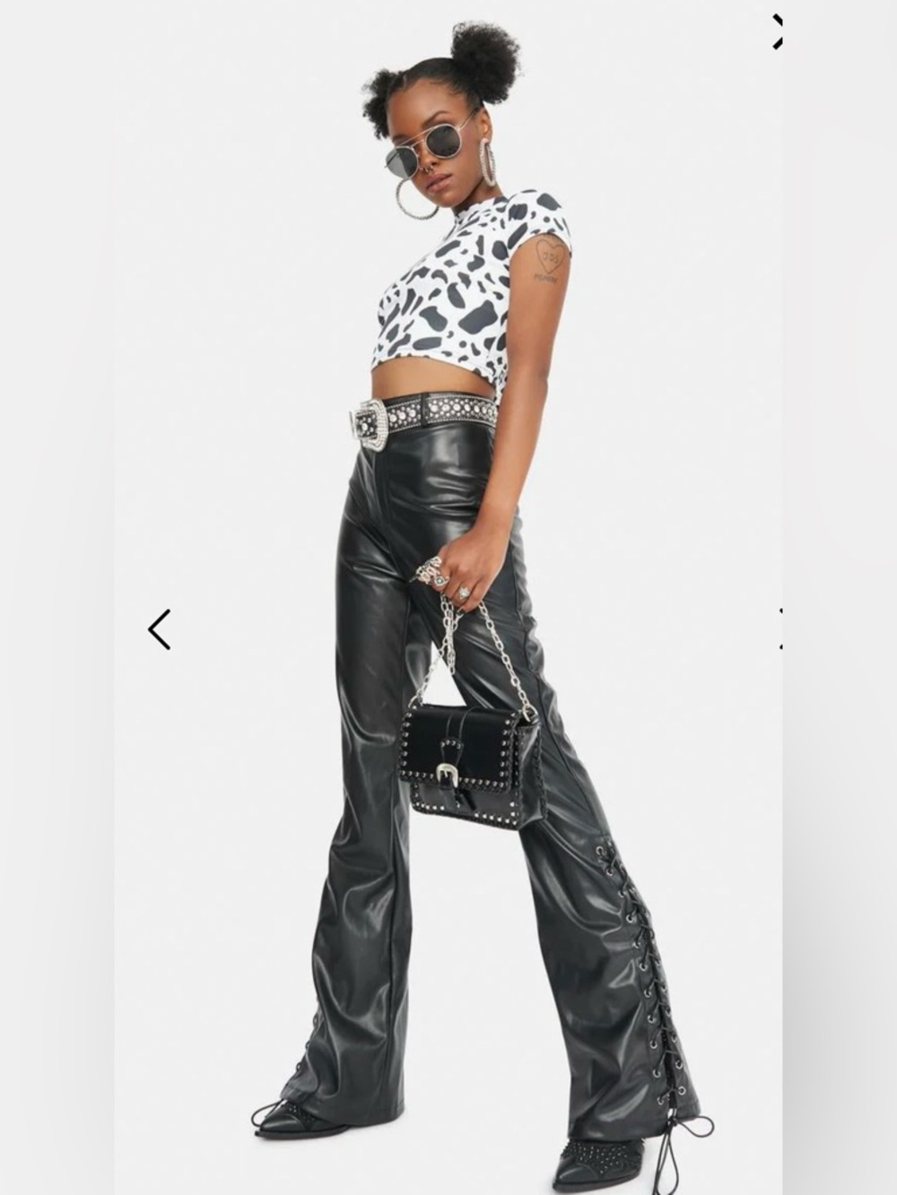 Motel Dolls Kill Black Vegan Leather Zoley Lace Up Trousers Small